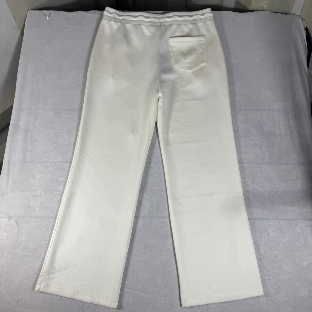 NWT True Religion Mens Sweatpants Off-White Straight Leg Comfy Relaxed Fit Large - Picture 2 of 16